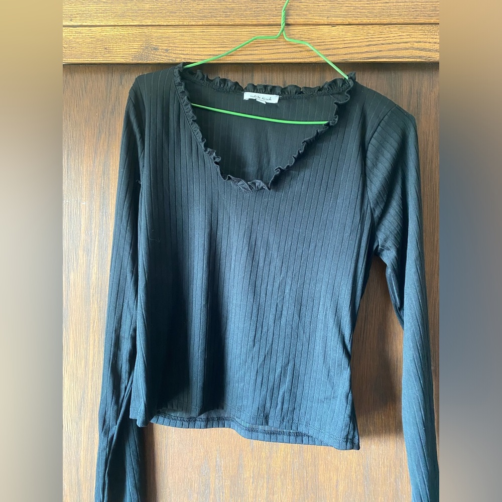 WHITE BIRCH‎ WOMENS BLACK LONG SLEEVE TOP